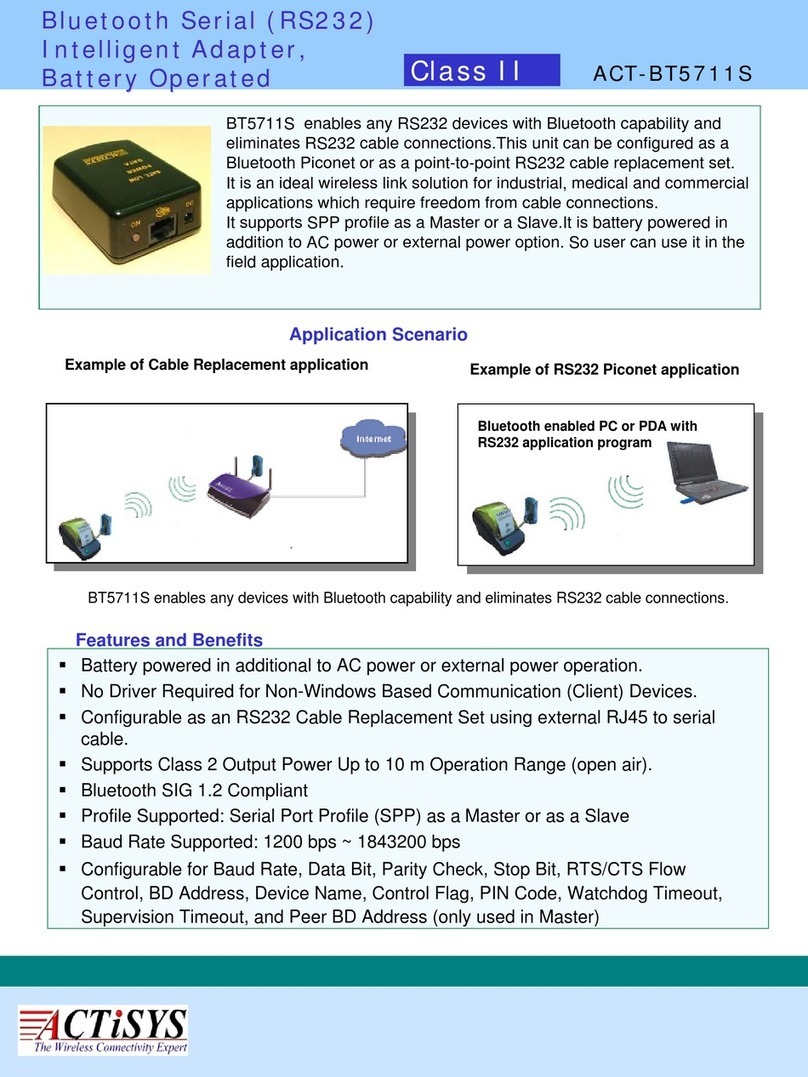 ACTiSYS BT5711S Specifications