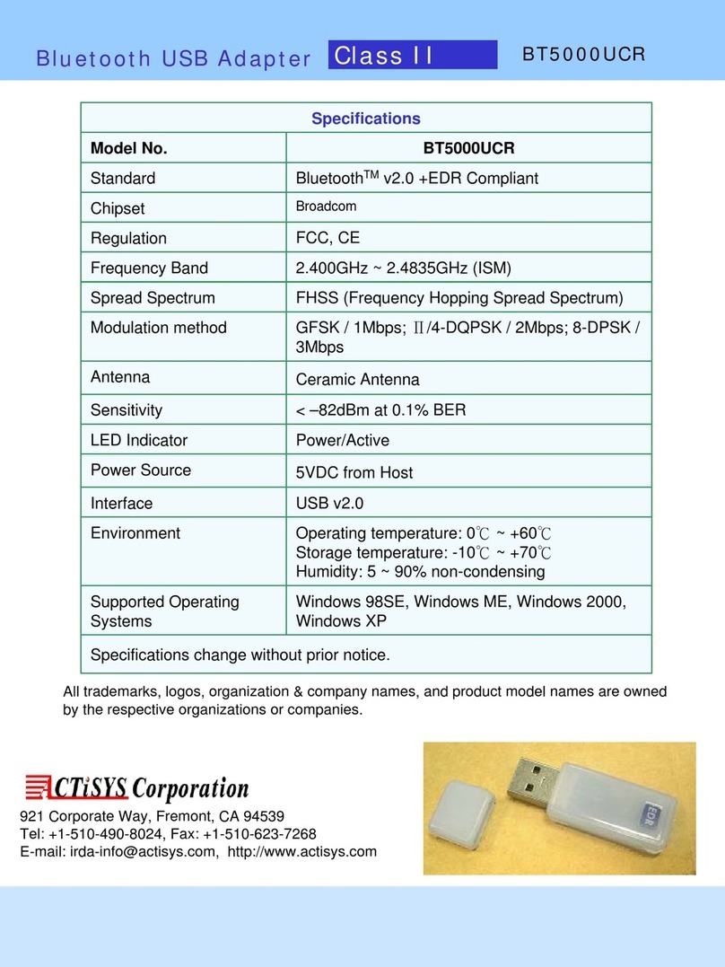 ACTiSYS BT5000UCR User manual