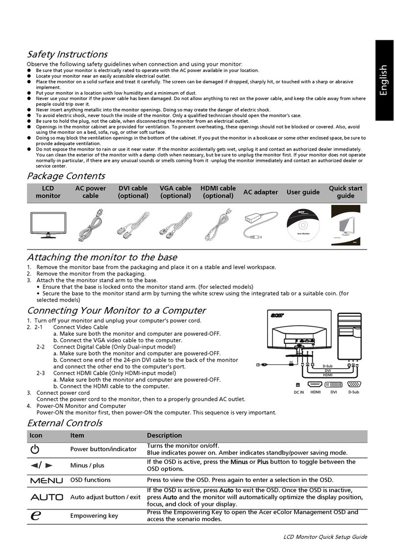 Acer S212HL Quick setup guide