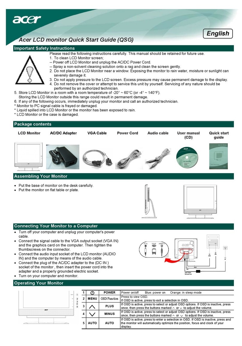 Acer AL1932 quick start guide