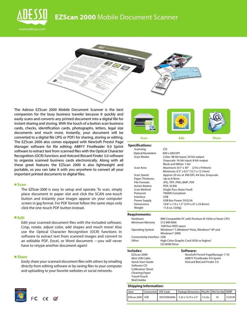 Adesso EZScan 2000 User manual