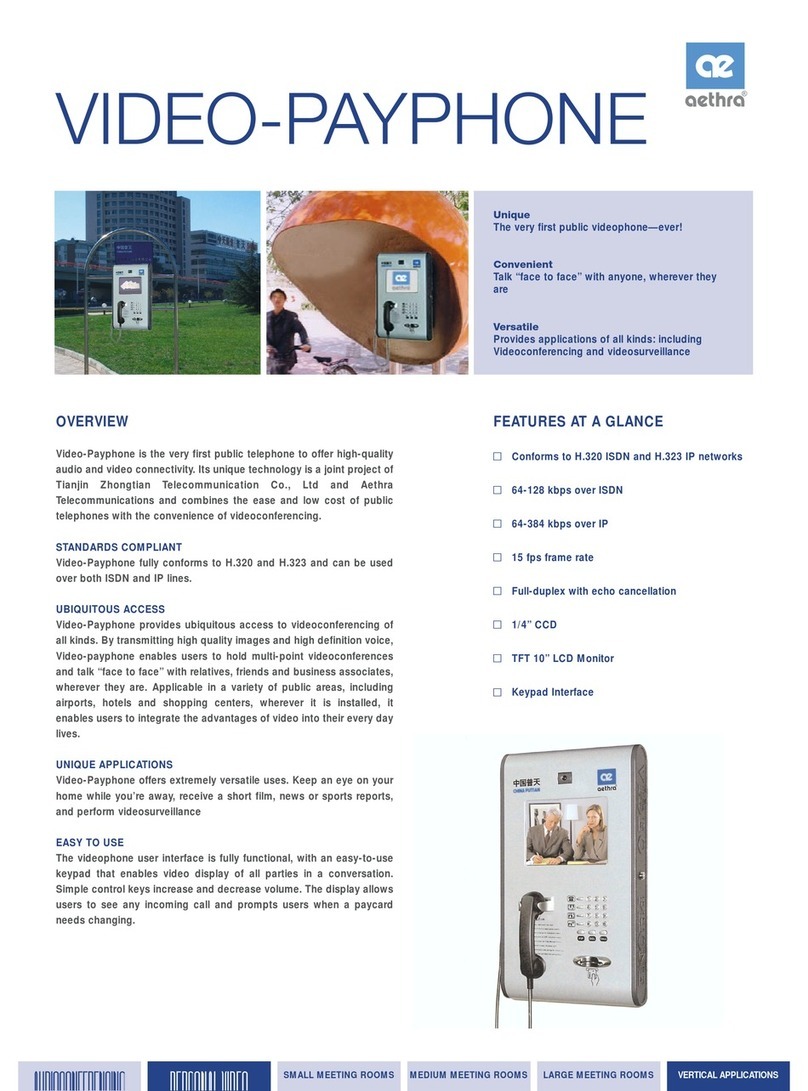 Aethra Video-Payphone Specifications