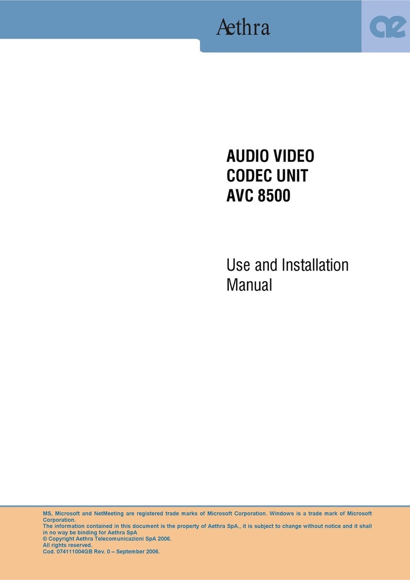Aethra AVC8500 Use and installation  manual