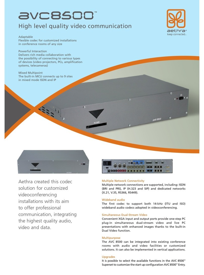 Aethra AVC8500 Technical specifications Aethra AVC8500 Technical specifications