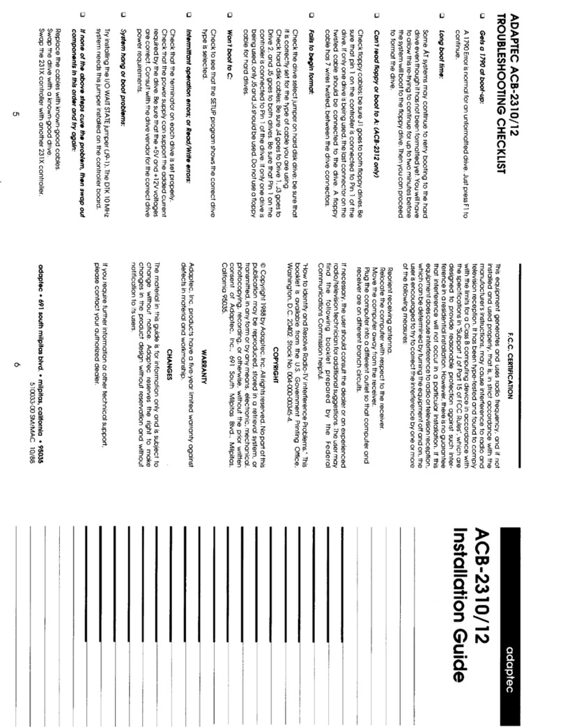 Adaptec ACB-2310 User manual Adaptec ACB-2310 User manual