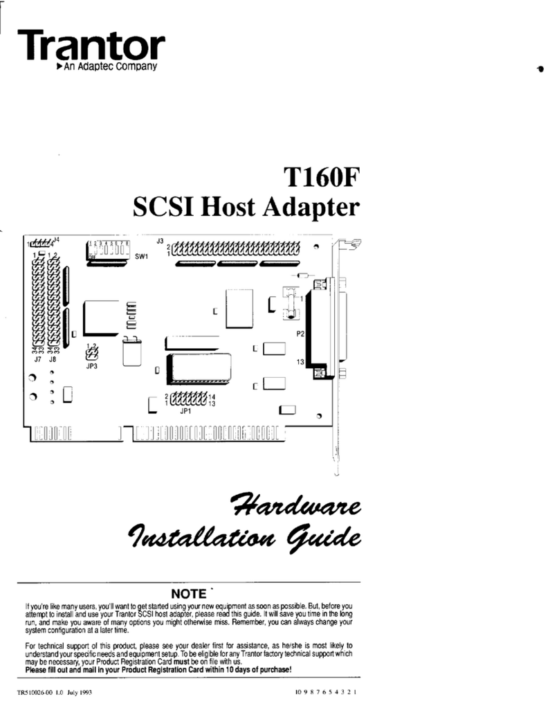 Adaptec Trantor T160F Hardware installation guide