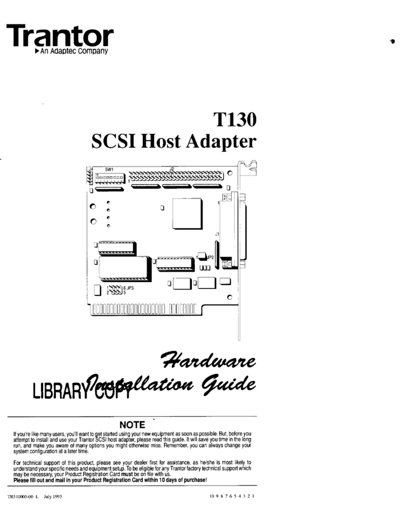Adaptec Trantor T130 Hardware installation
