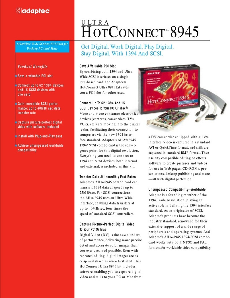 Adaptec Ultra HotConnect 8945 Specification sheet