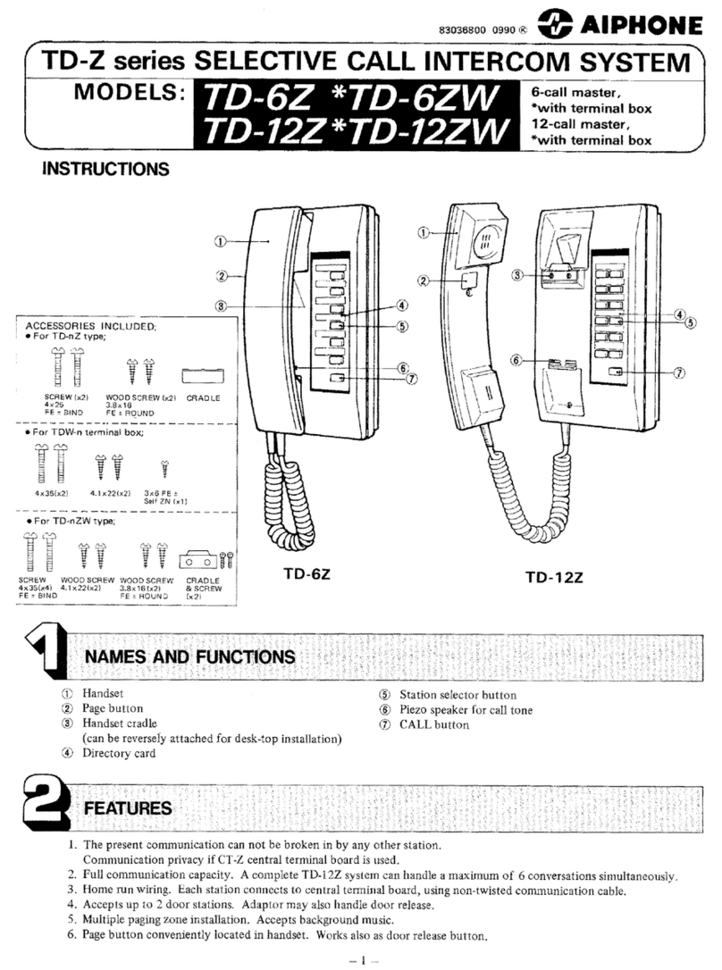 Aiphone TD-12Z User manual