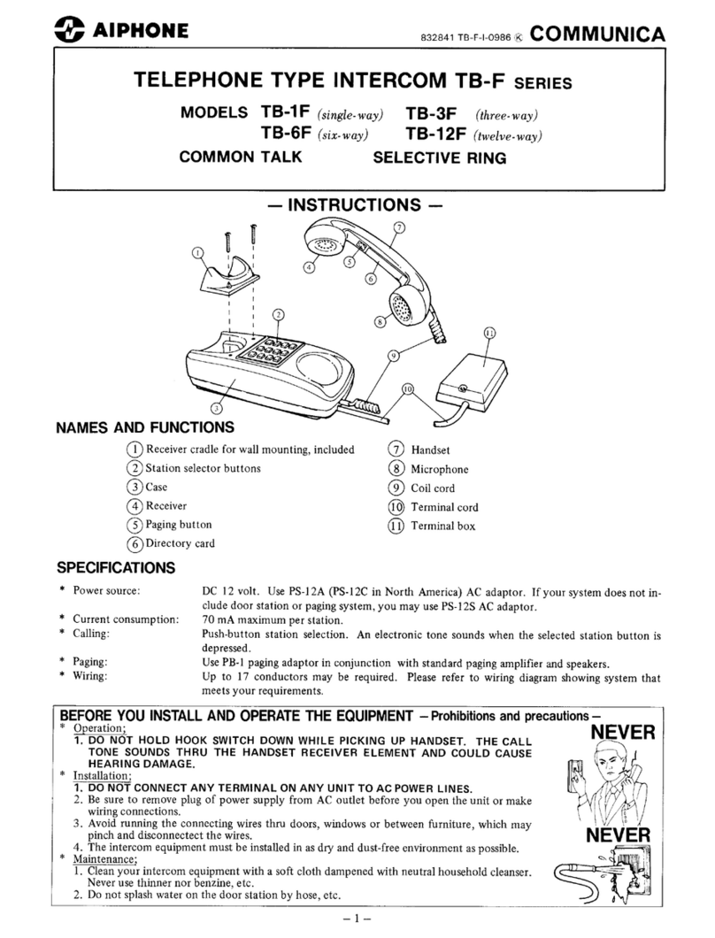 Aiphone TB-12F instructions