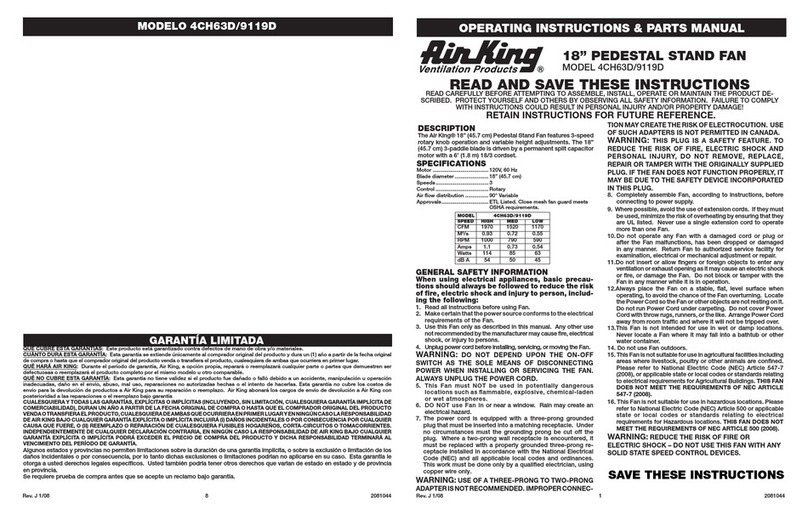 Air King 9119 Service manual