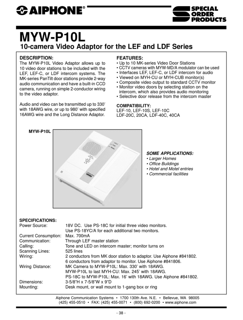 Aiphone MYW-P10L User manual