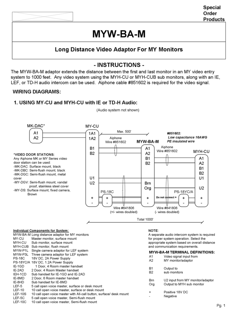 Aiphone MYW-BA-M User manual