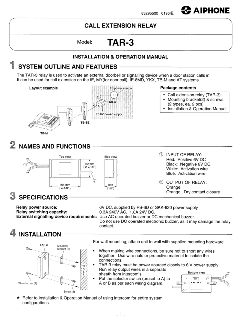Aiphone TAR-3 User manual