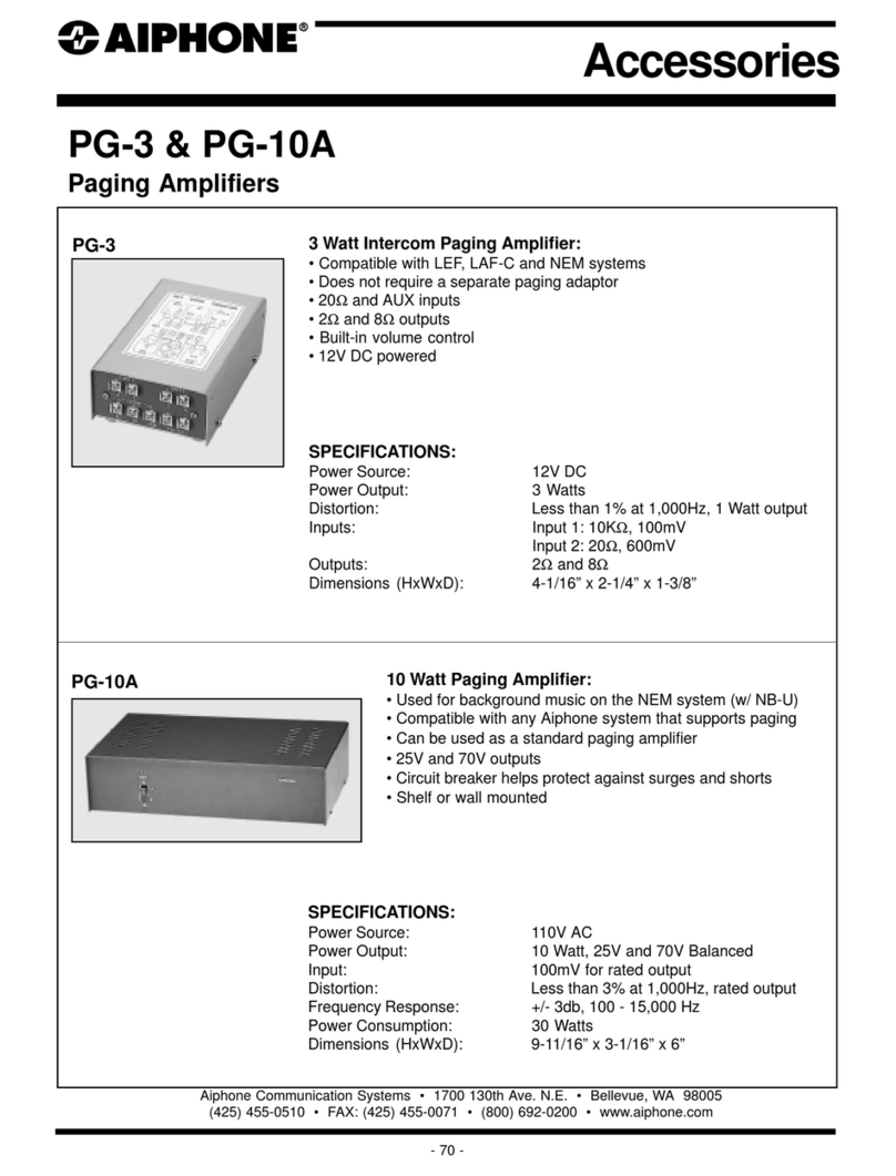 Aiphone PG-100C User manual