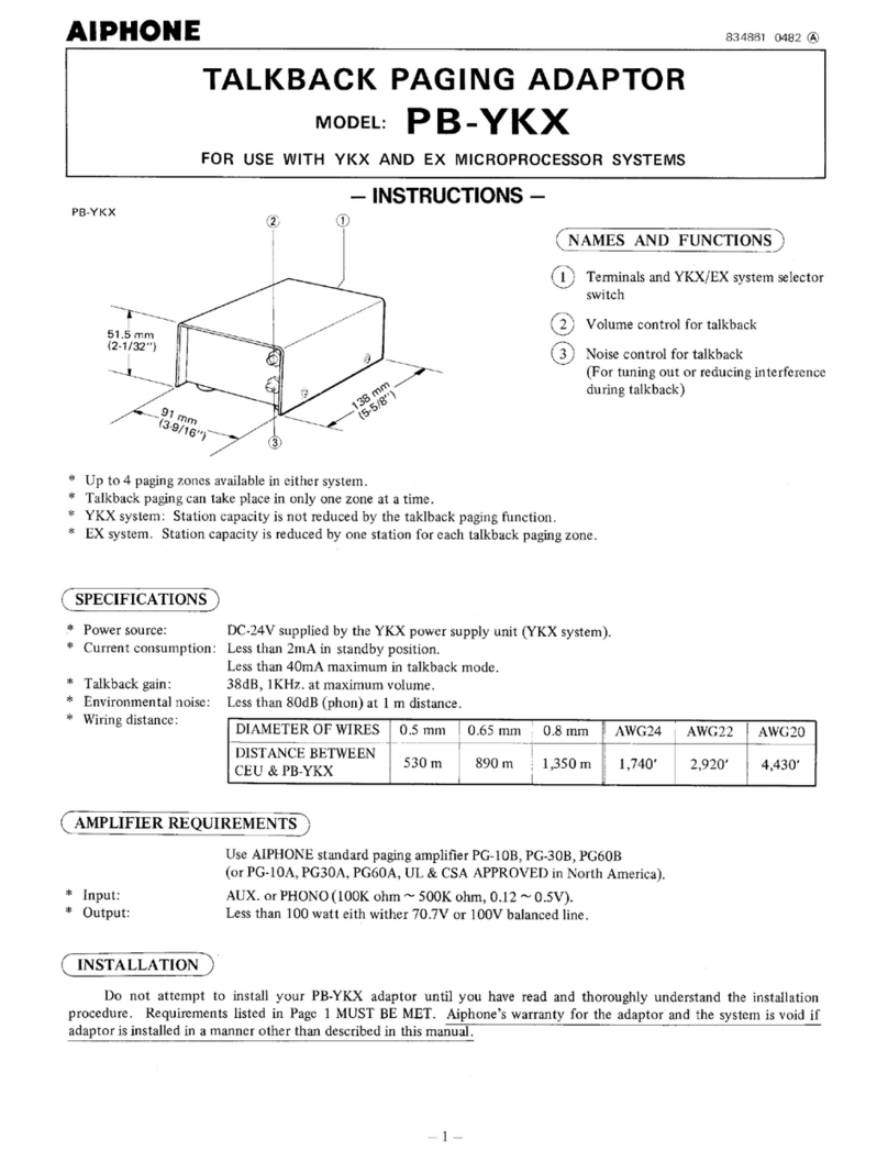 Aiphone PB-YKX instructions