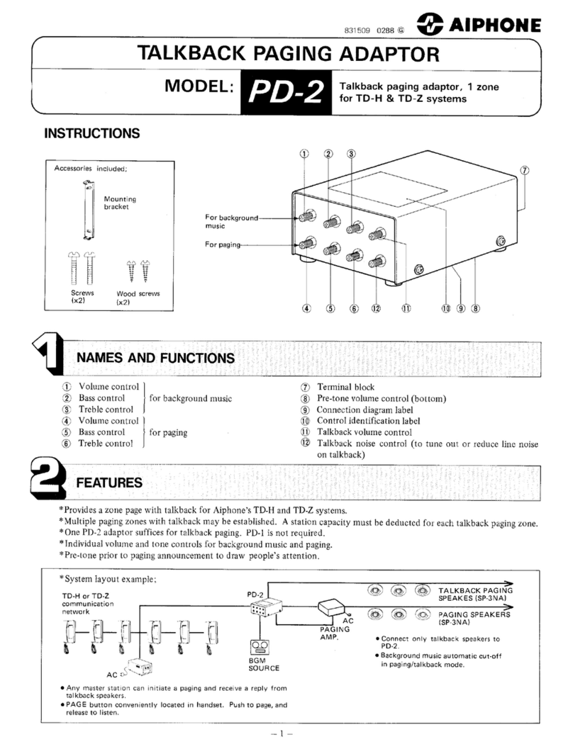 Aiphone PD-2 instructions