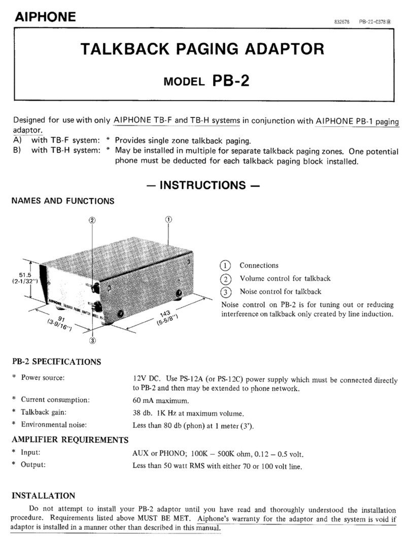 Aiphone PB-2 User manual