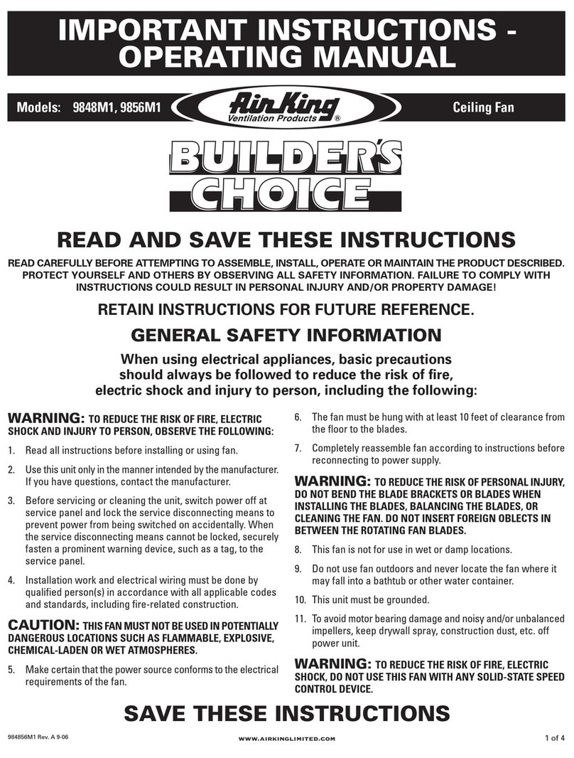 Air King Builder's Choice 9848M1 User manual