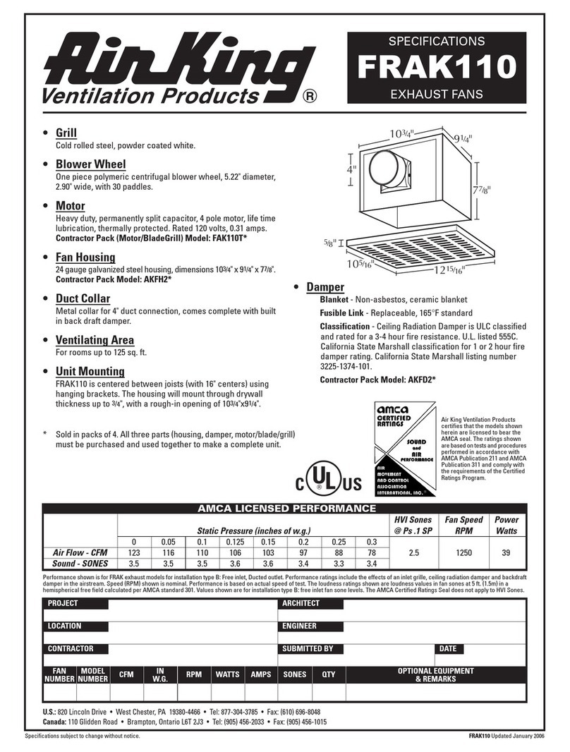 Air King FRAK110 User manual