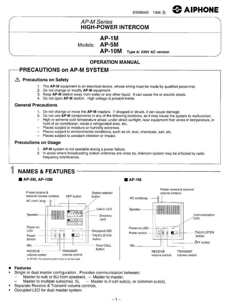 Aiphone AP-10M User manual Aiphone AP-10M User manual