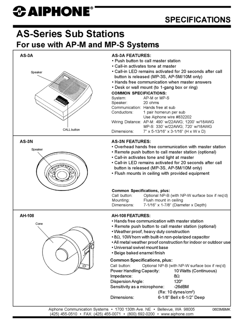 Aiphone AH-108 User manual Aiphone AH-108 User manual
