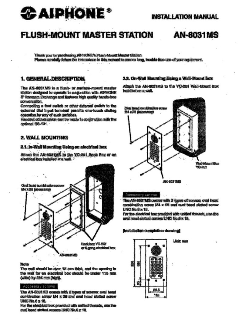 Aiphone AN-8031MS User manual