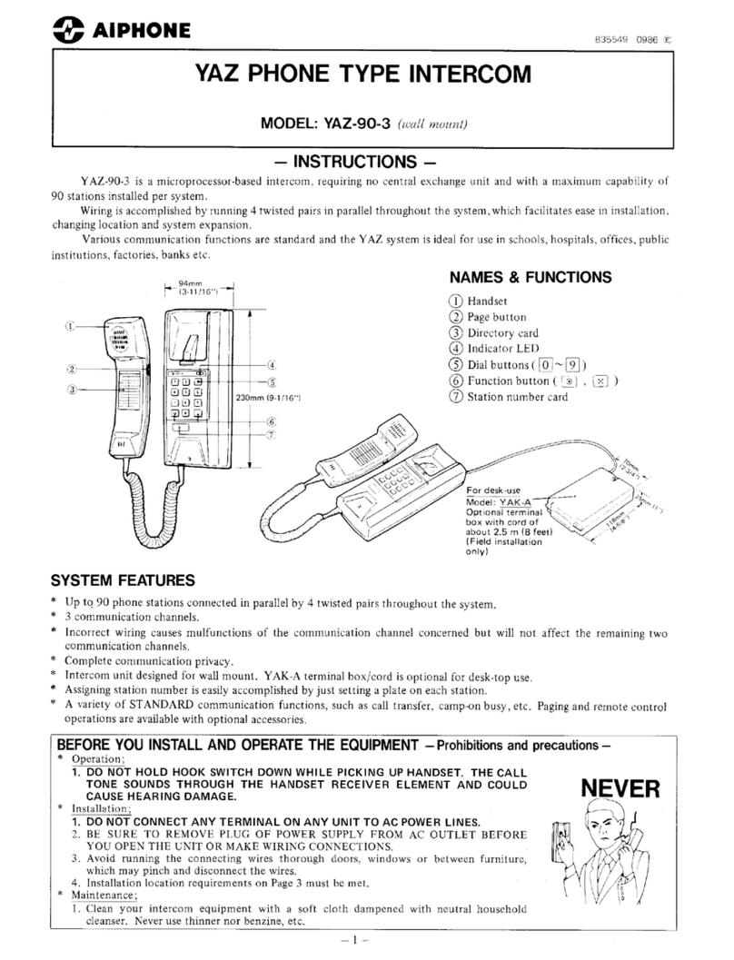 Aiphone YAZ-90-3 User manual Aiphone YAZ-90-3 User manual