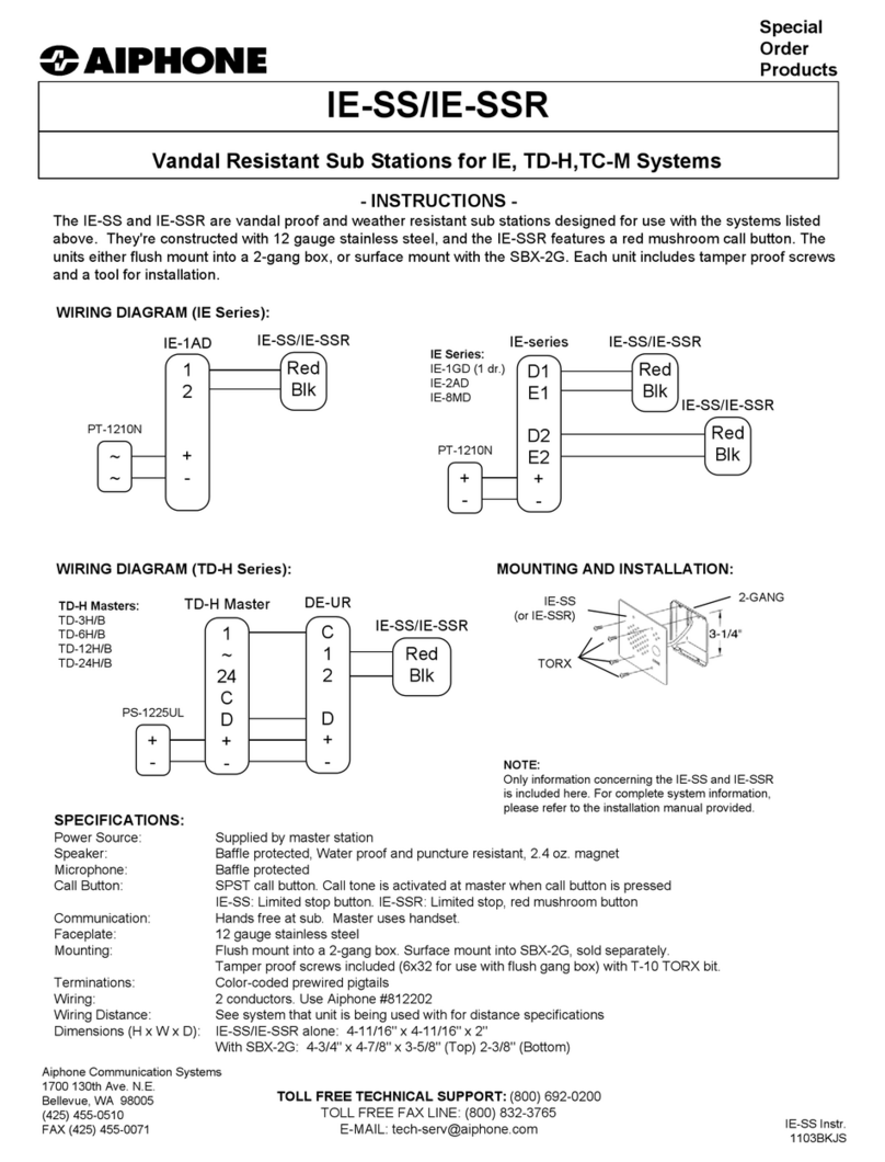 Aiphone TD-24H/B User manual