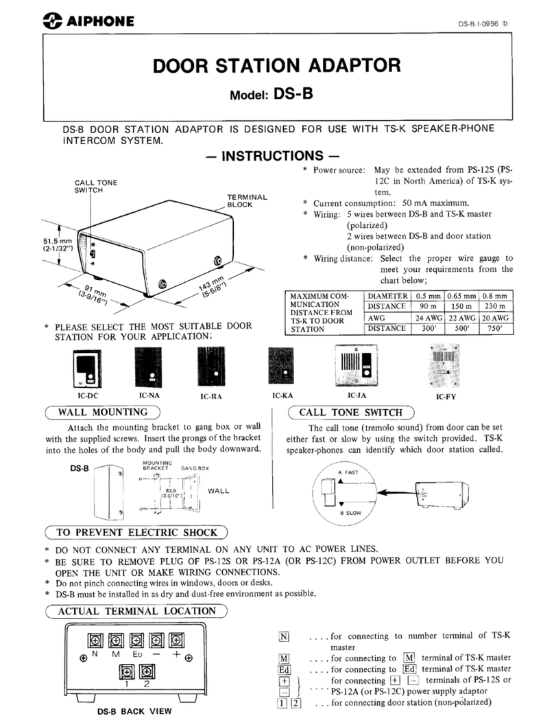 Aiphone DS-B User manual Aiphone DS-B User manual