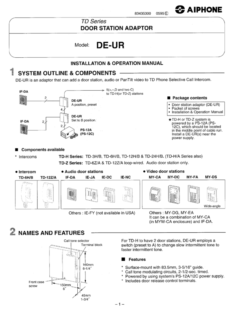 Aiphone DE-UR User manual Aiphone DE-UR User manual