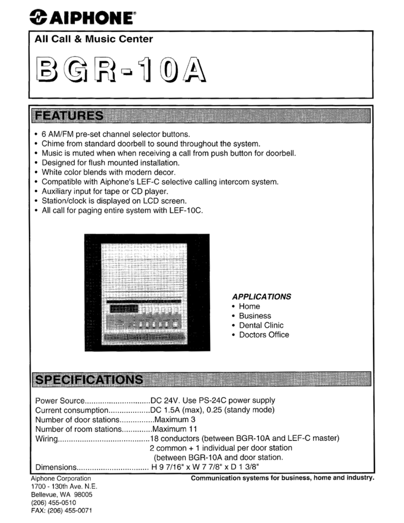 Aiphone BGR-10A Specifications
