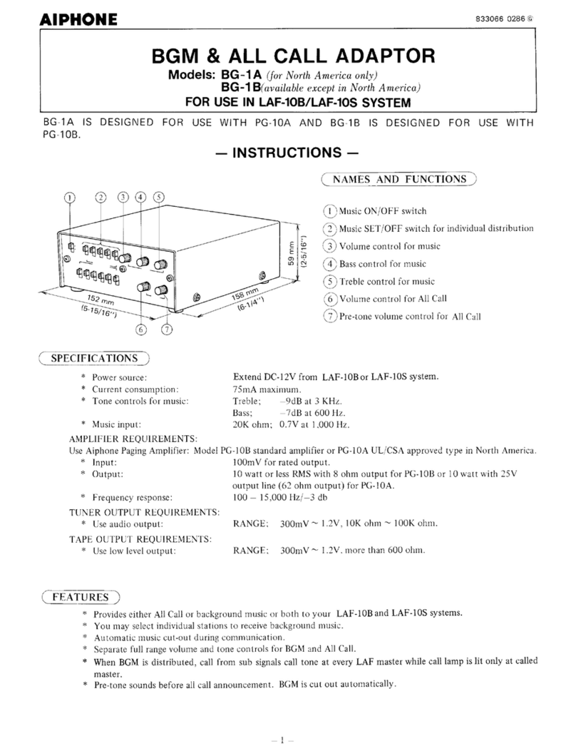 Aiphone BG-1A User manual Aiphone BG-1A User manual