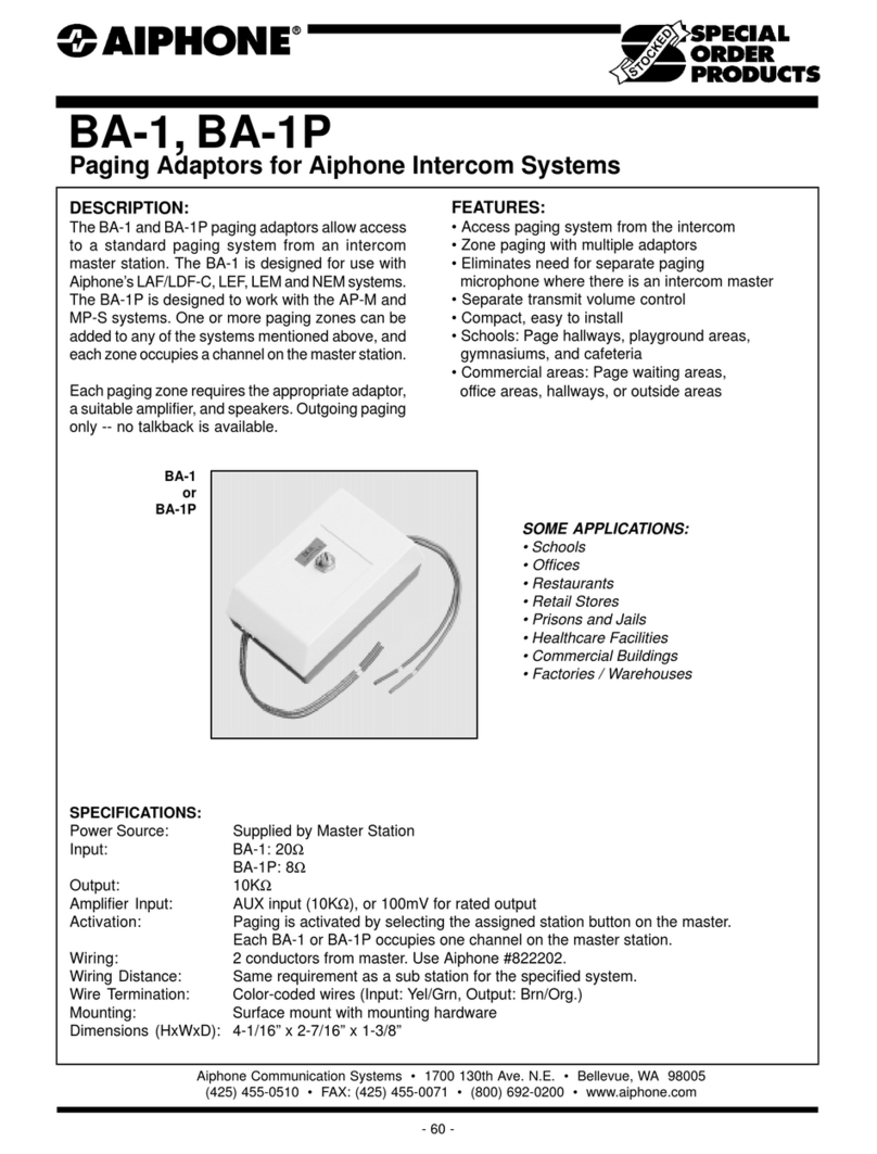 Aiphone BA-1 Specifications