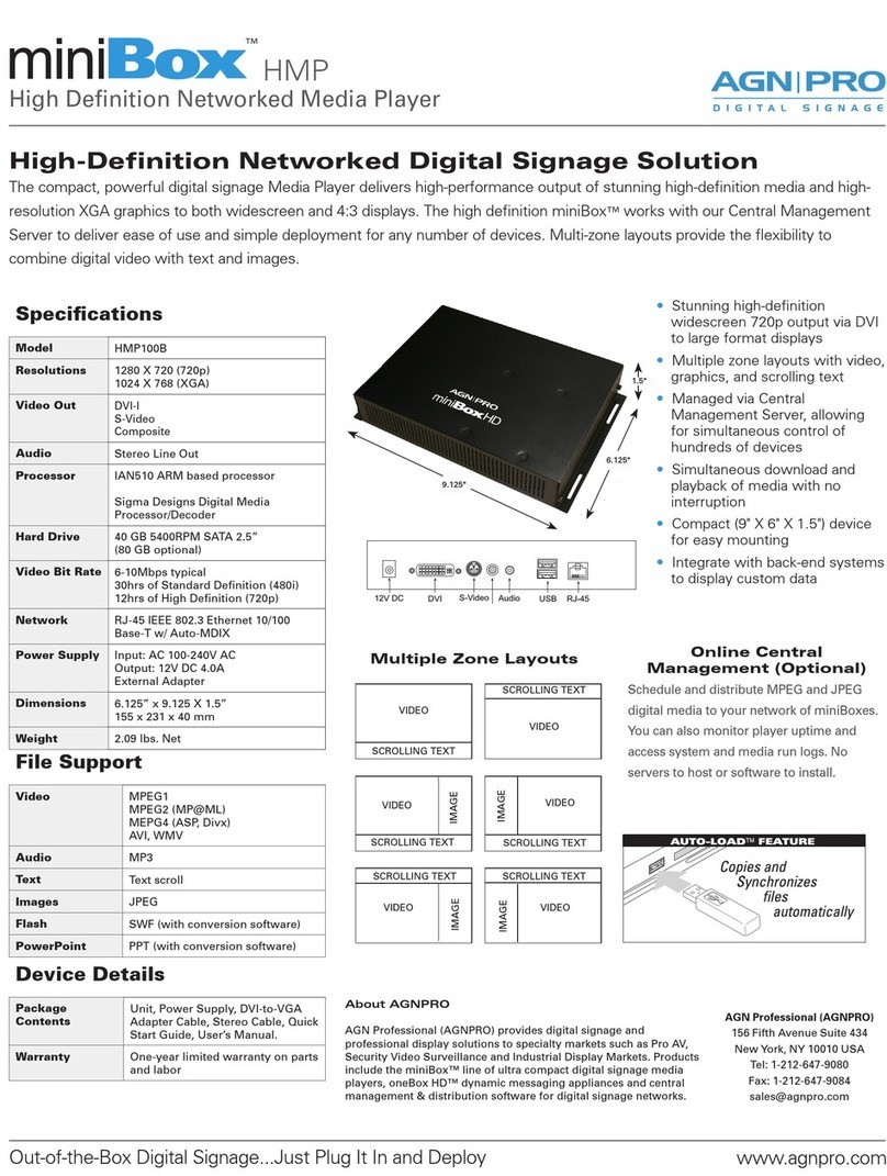 Agnpro miniBox HMP100B Specifications