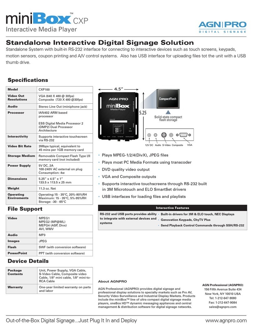 Agnpro miniBox CXP-100 Specifications