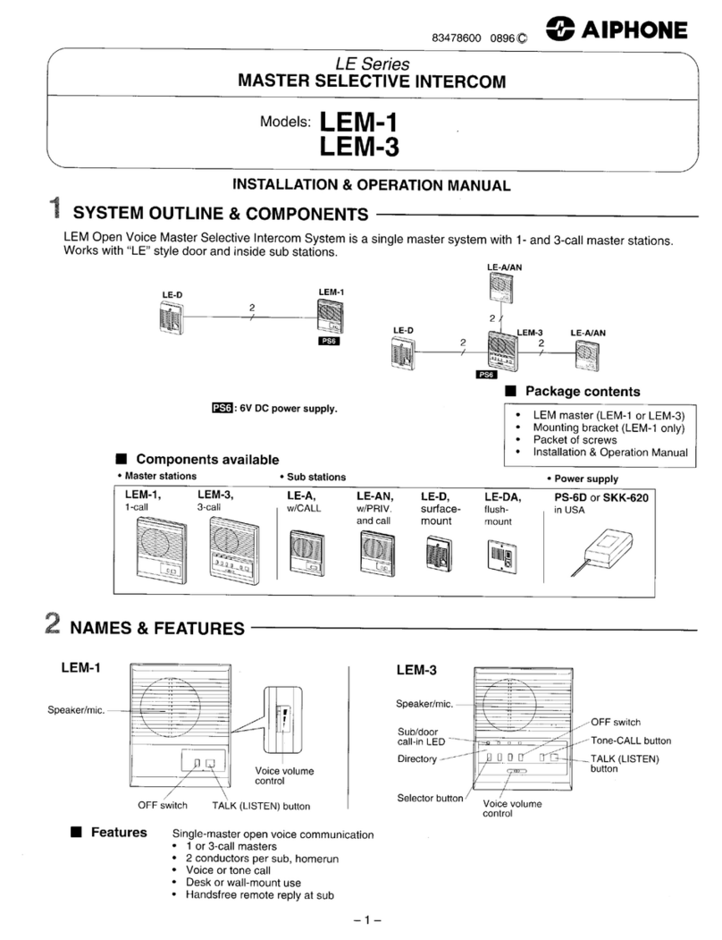 Aiphone LEM-1 Installation & operation manual