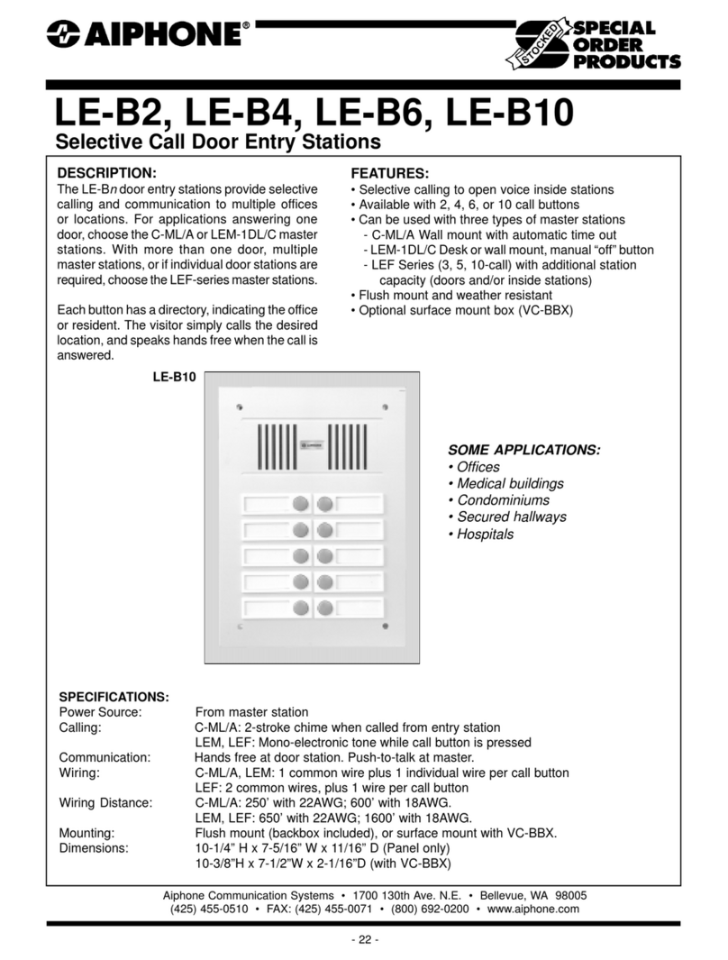 Aiphone LE-B10 Specifications