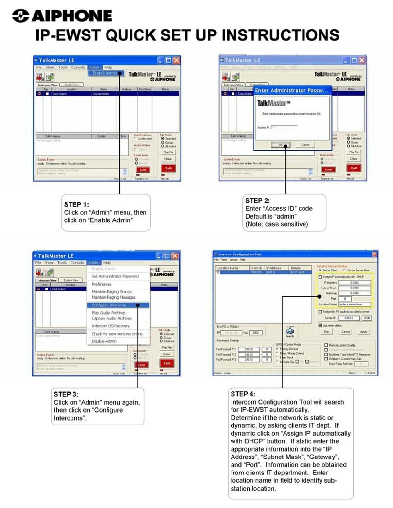 Aiphone IP-EWST Quick setup instructions