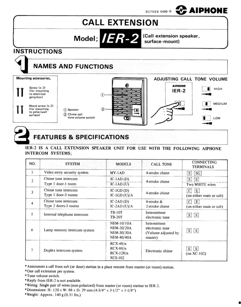 Aiphone IER-2 instructions