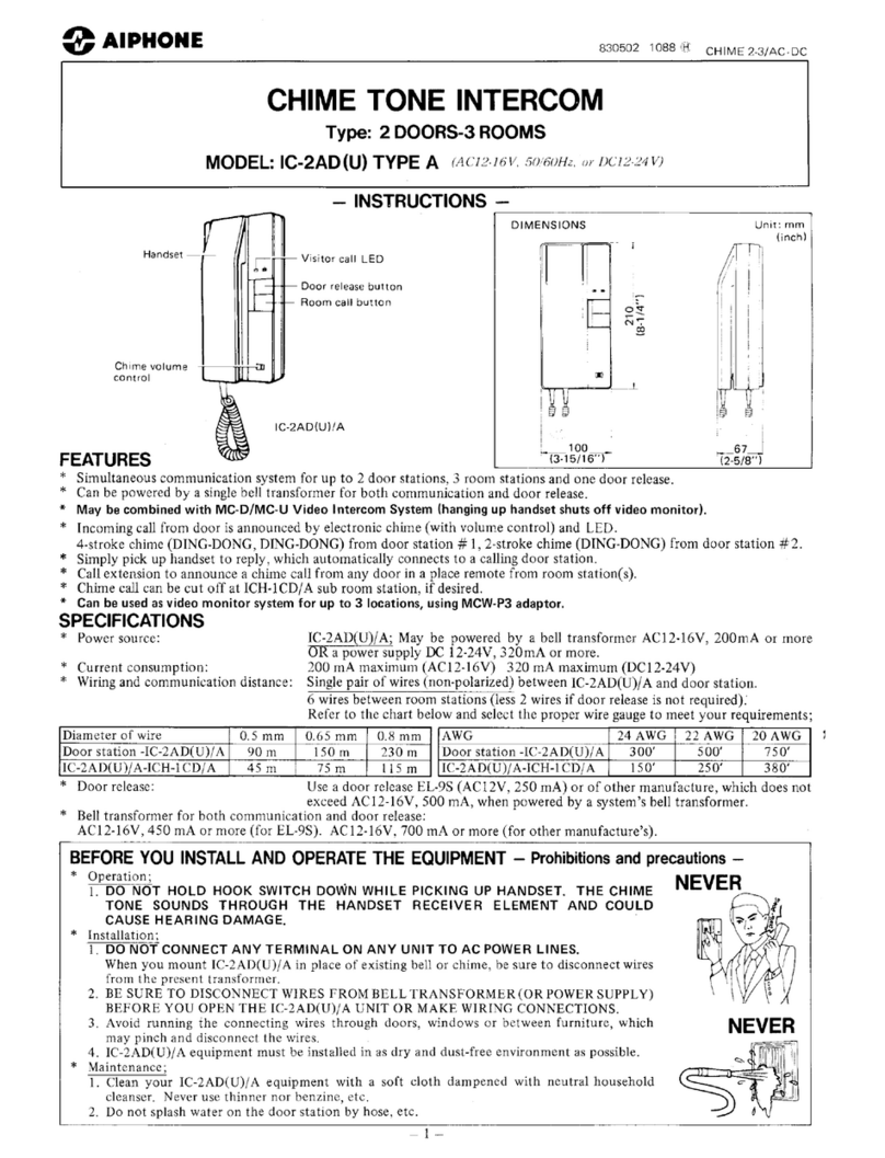 Aiphone IC-2AD User manual Aiphone IC-2AD User manual