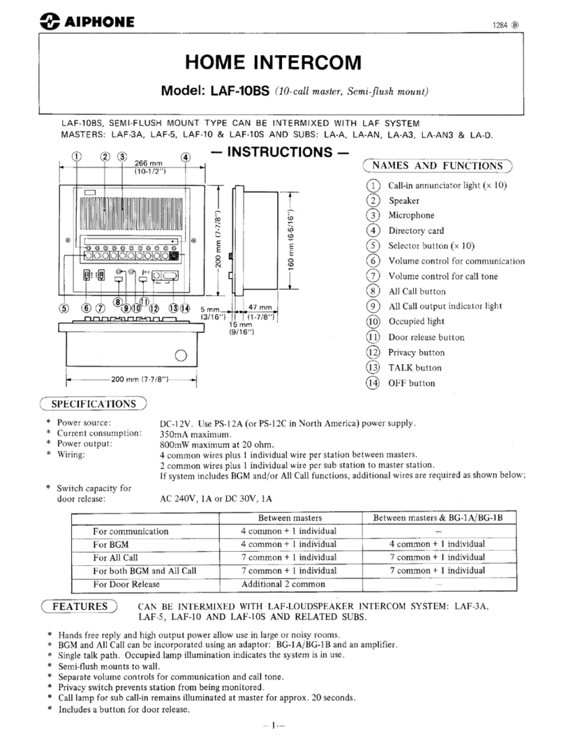Aiphone LAF-10BS User manual Aiphone LAF-10BS User manual