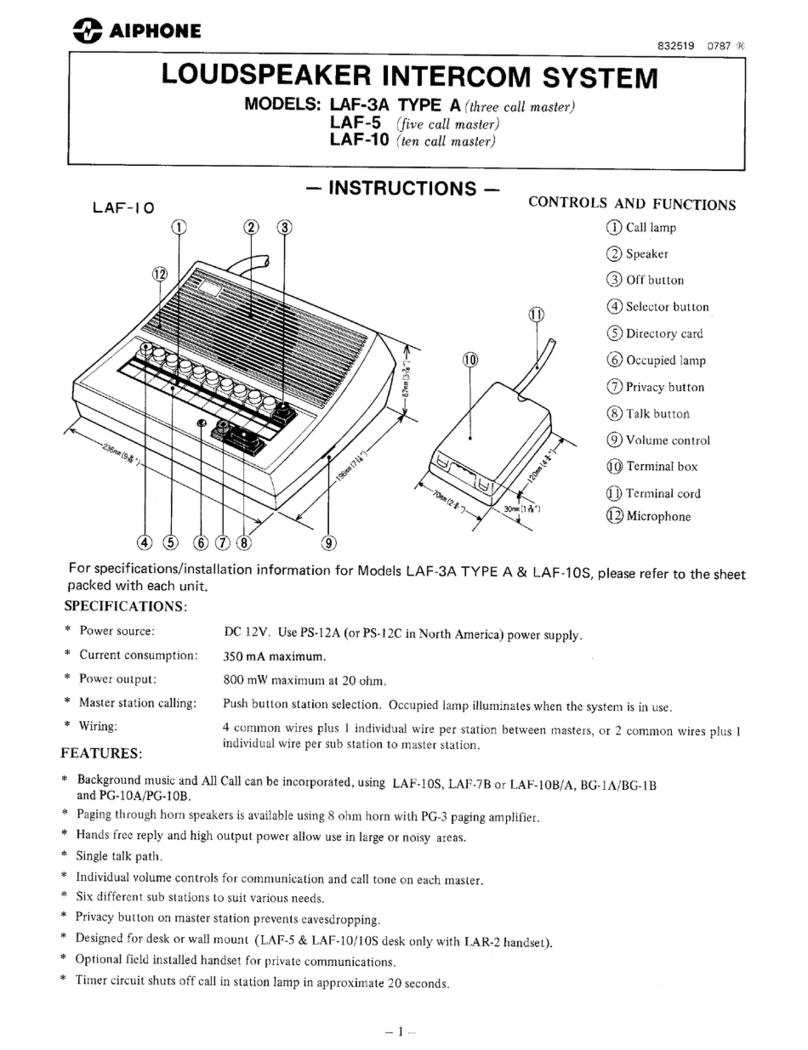 Aiphone LAF-10 User manual Aiphone LAF-10 User manual