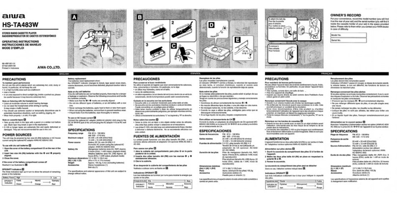 Aiwa HS-TA483 operating instructions