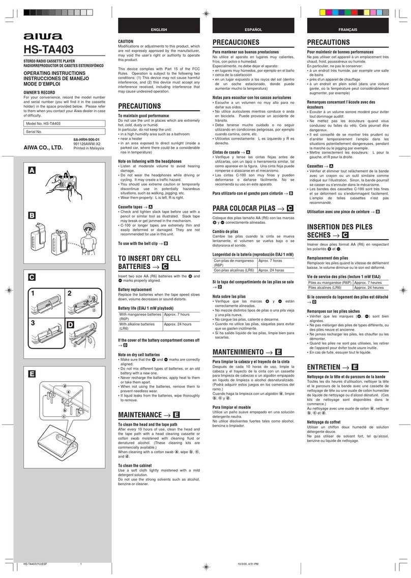 Aiwa HS-TA403 operating instructions