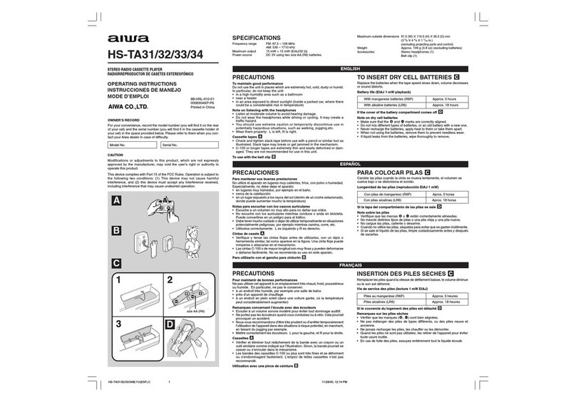 Aiwa HS-TA31 User manual