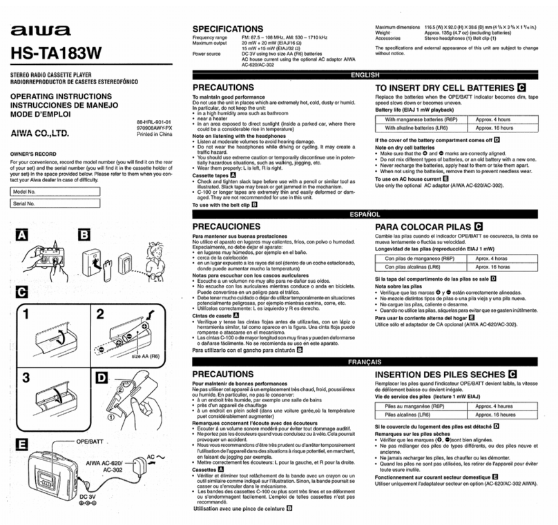 Aiwa HS-TA183 User manual
