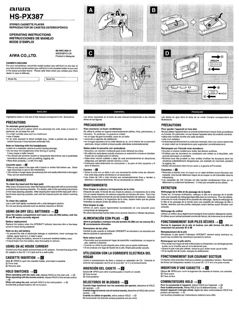 Aiwa HS-PX387 User manual Aiwa HS-PX387 User manual