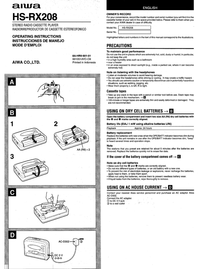 Aiwa HS-RX208 operating instructions