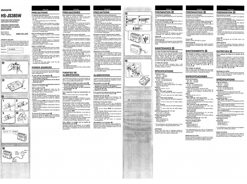 Aiwa HS-JS385 operating instructions